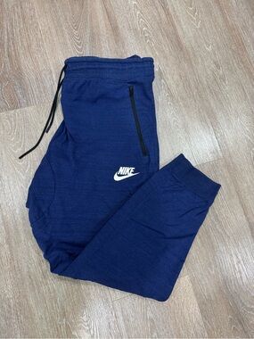 Nike Dark Blue Sweatpants with White Swoosh Tag